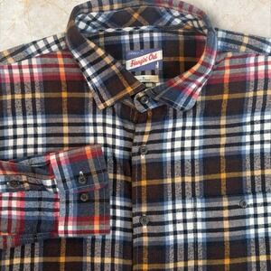 Johnnie-O‎ Kemper Flannel Shirt Mens M Madras Plaid Hangin' Surfer Skater Grunge